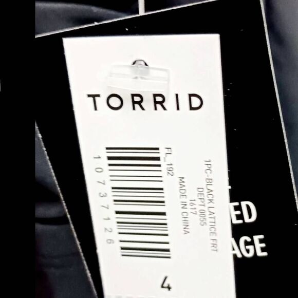 TORRID Plus Size Black Slim Fix Wireless Lattice Front One Piece Swimsuit 4X - Picture 11 of 13